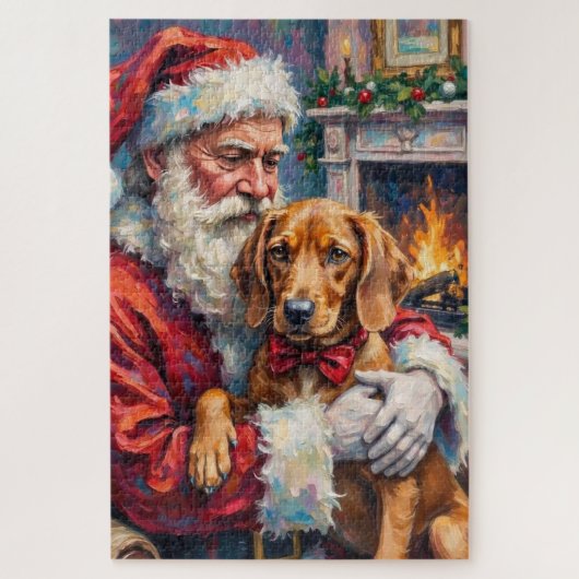 Santa Claus Holding Vizsla Christmas Art Legpuzzel (Verticaal)