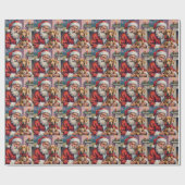 Santa Claus Holding Weimaraner Christmas Art Cadeaupapier (Vlak)
