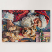 Santa Claus Holding Wheaten Terrier Christmas Art Legpuzzel (Horizontaal)