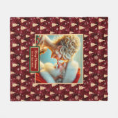  Santa Claus Holiday Blanket Bourgogne Goud Fleece Deken (Voorkant (Horizontaal))