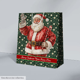 Santa Claus Holiday Gift Bag, Monogrammed  Medium Cadeauzakje