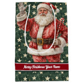 Santa Claus Holiday Gift Bag, Monogrammed  Medium Cadeauzakje (Voorkant)
