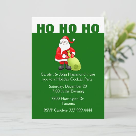 Santa Claus Holiday Party Uitnodiging (Staand voorkant)