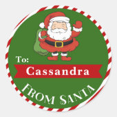 Santa Claus Holiday Round Gift Seal Ronde Sticker (Voorkant)