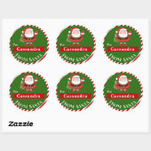 Santa Claus Holiday Round Gift Seal Ronde Sticker (Vel)