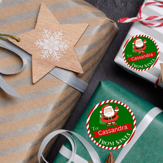 Santa Claus Holiday Round Gift Seal Ronde Sticker