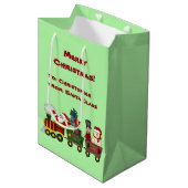 Santa Claus Holiday Train - Aangepast Medium Cadeauzakje (Voorkant Gekanteld)