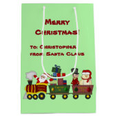 Santa Claus Holiday Train - Aangepast Medium Cadeauzakje (Achterkant)