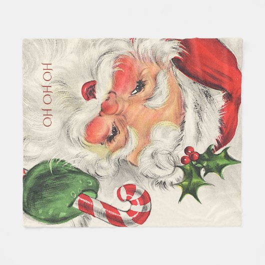 Santa Claus Holly Candy Cane Fleece Deken (Voorkant (Horizontaal))