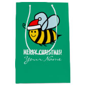 Santa Claus honey bee Christmas gift bag design Medium Cadeauzakje (Voorkant)