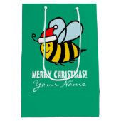 Santa Claus honey bee Christmas gift bag design Medium Cadeauzakje (Achterkant)