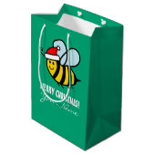 Santa Claus honey bee Christmas gift bag design Medium Cadeauzakje (Achterkant Gekanteld)