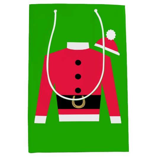 Santa Claus Horse Racing Jockey Silks Medium Cadeauzakje (Voorkant)