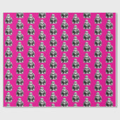  Santa Claus Hot Pink Cadeaupapier (Vlak)