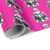  Santa Claus Hot Pink Cadeaupapier (Rol Hoek)