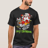 Santa Claus Hot Rod Sleigh Merry Christmas T-shirt (Voorkant)