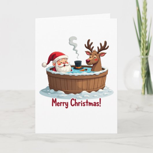 Santa Claus hot tub party Kerst Kaart (Voorkant)