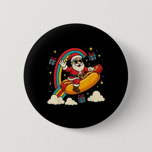 Santa Claus Hotdog Grappig Kerstontwerp Ronde Button 5,7 Cm (Voorkant)