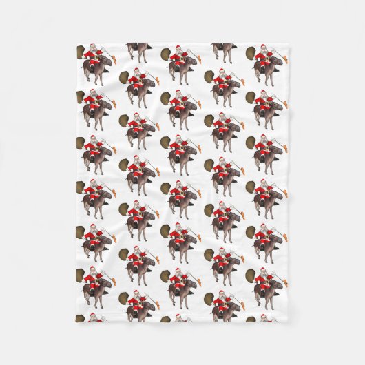 Santa Claus houdt van Donkeys Fleece Deken (Voorkant)