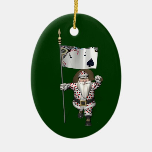 Santa Claus houdt van het spelen poker Keramisch Ornament (Voorkant)