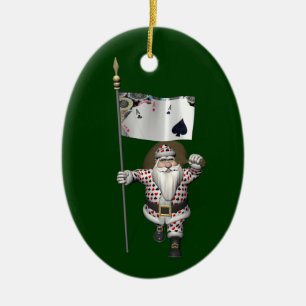 Santa Claus houdt van het spelen poker Keramisch Ornament