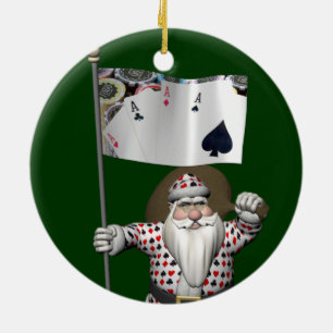 Santa Claus houdt van het spelen poker Keramisch Ornament