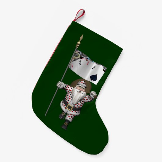 Santa Claus houdt van het spelen poker Kleine Kerstsok (Voorkant (Hangend))