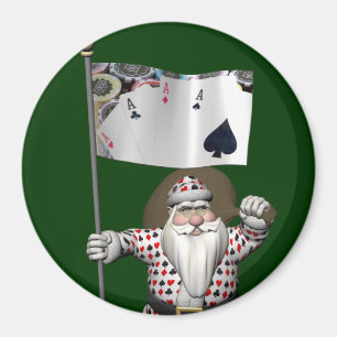 Santa Claus houdt van het spelen poker Magneet