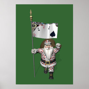 Santa Claus houdt van het spelen poker Poster