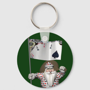 Santa Claus houdt van het spelen poker Sleutelhanger