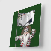 Santa Claus houdt van het spelen poker Vierkante Klok (Hoek)