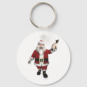 Santa Claus houdt van Siamese katten Sleutelhanger