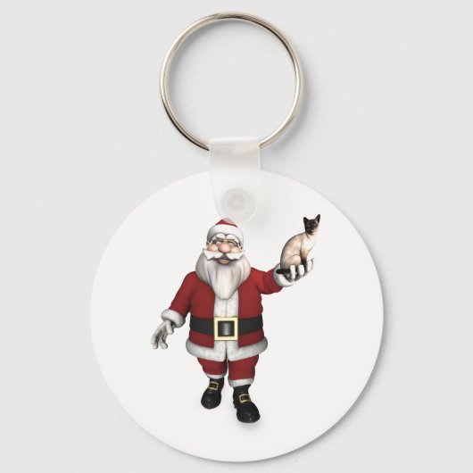 Santa Claus houdt van Siamese katten Sleutelhanger (Voorkant)