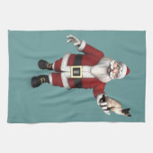 Santa Claus houdt van Siamese katten Theedoek (Horizontaal)