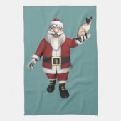 Santa Claus houdt van Siamese katten Theedoek (Verticaal)
