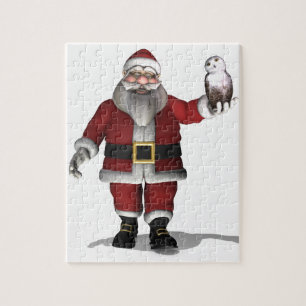 Santa Claus houdt van Snowy Owl Legpuzzel