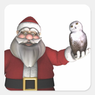Santa Claus houdt van Snowy Owl Vierkante Sticker