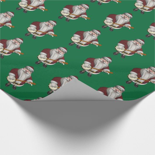 Santa Claus houdt van zijn banjo Cadeaupapier (Hoek)