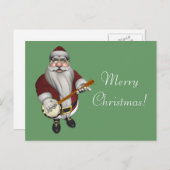 Santa Claus houdt van zijn banjo Feestdagenkaart (Voorkant / Achterkant)