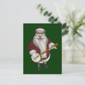 Santa Claus houdt van zijn banjo Feestdagenkaart (Staand voorkant)