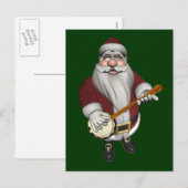 Santa Claus houdt van zijn banjo Feestdagenkaart (Voorkant / Achterkant)