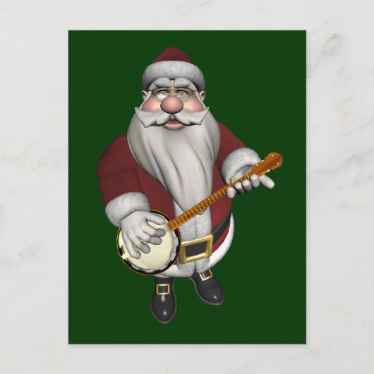 Santa Claus houdt van zijn banjo Feestdagenkaart (Voorkant)