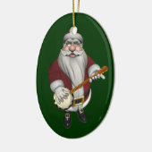 Santa Claus houdt van zijn banjo Keramisch Ornament (Links)
