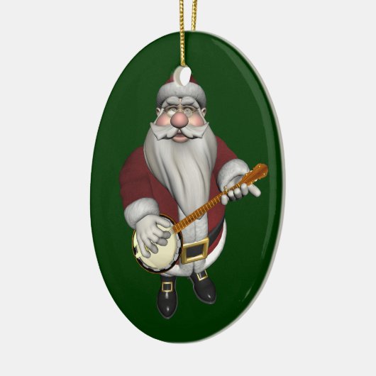 Santa Claus houdt van zijn banjo Keramisch Ornament (Links)