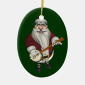 Santa Claus houdt van zijn banjo Keramisch Ornament (Voorkant)