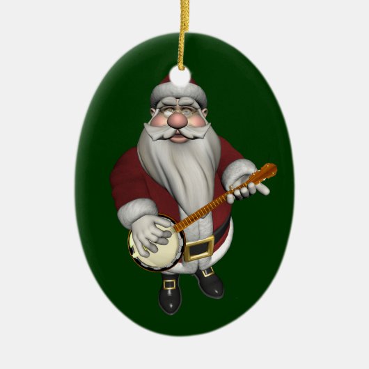 Santa Claus houdt van zijn banjo Keramisch Ornament (Voorkant)
