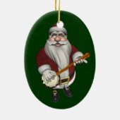 Santa Claus houdt van zijn banjo Keramisch Ornament (Achterkant)