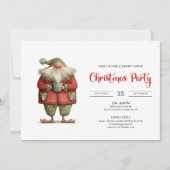 Santa Claus Humor Printable Red Green Party Invite Kaart (Voorkant)