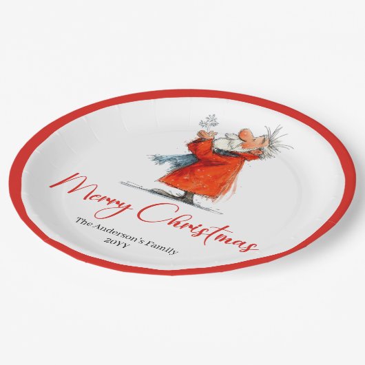 Santa Claus Humor Stylish Christmas Paper Plates Papieren Bordje (Gekanteld)