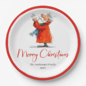 Santa Claus Humor Stylish Christmas Paper Plates Papieren Bordje (Voorkant)